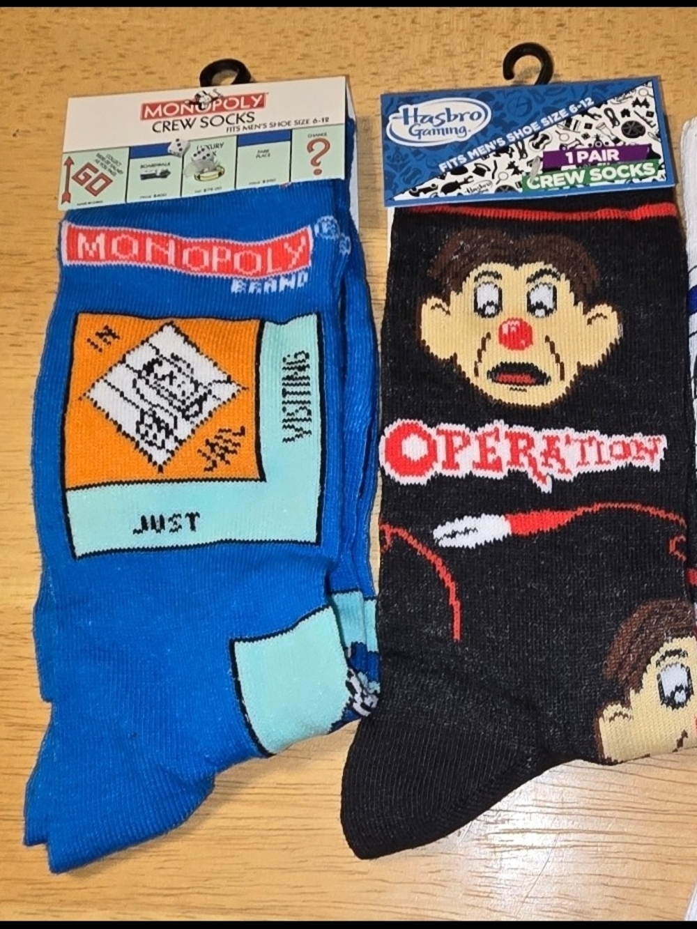 NWT Monopoly & Operation Crew Socks Bundle 2 Pair Adult Hasbro Board Game Socks